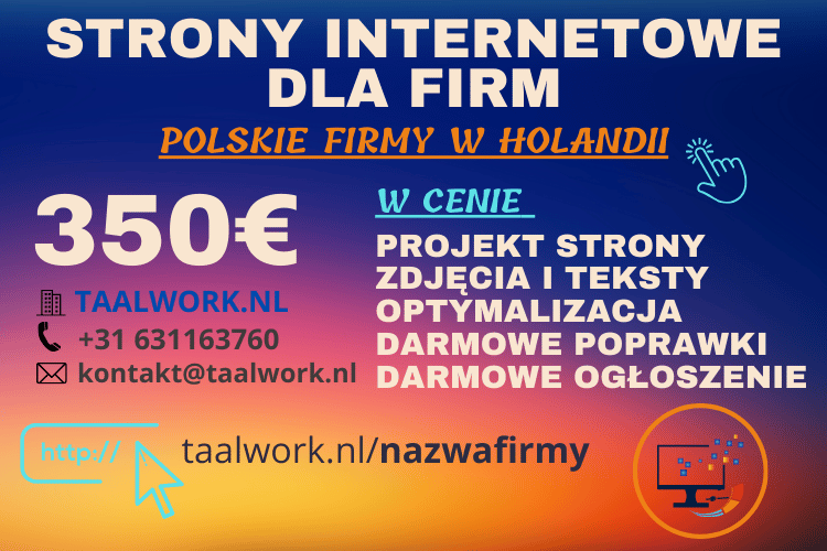 STRONY INTERNETOWE DLA FIRM W HOLANDII.
